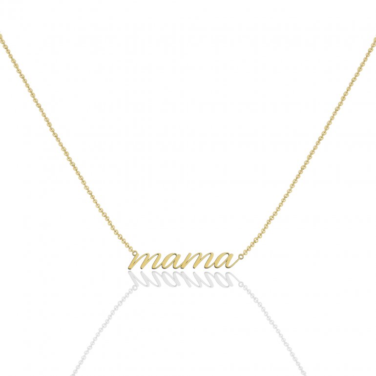 14k Plain Gold Script Mama Necklace – FERKOS FJ