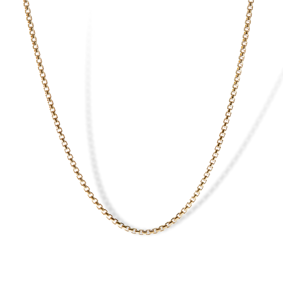 Small Solid Box Chain Necklace in 10K Gold, 1.7mm