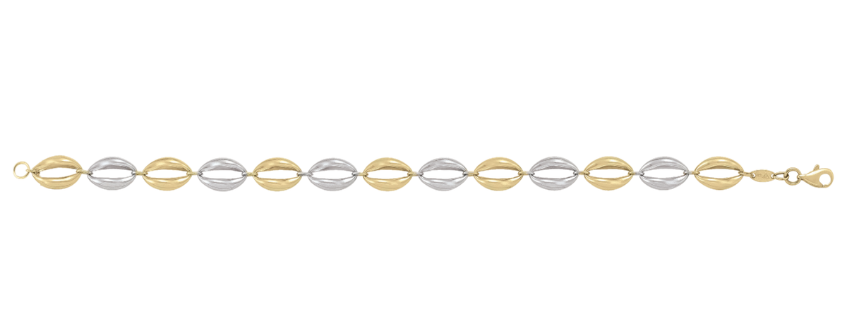 Bold Two Tone Oval Link Necklace in 14k Gold