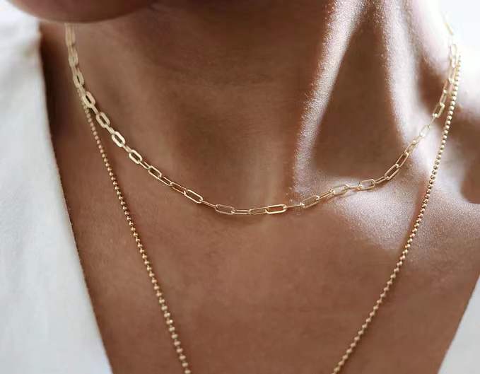 Perperclip Chain Necklace in 10k Solid Gold, 2.1mmW