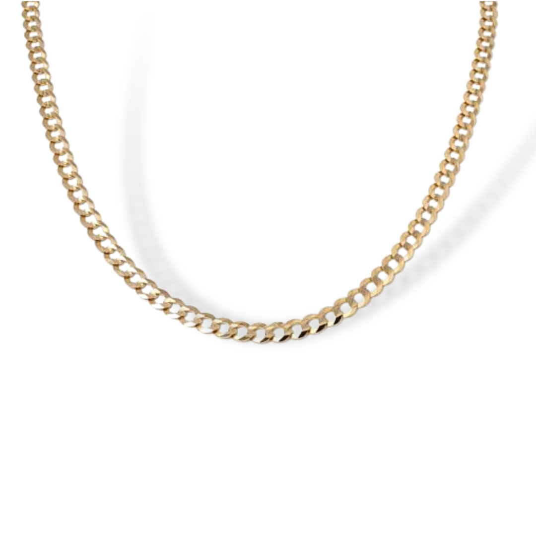 10K Hollow Gold Curb Chain Necklace