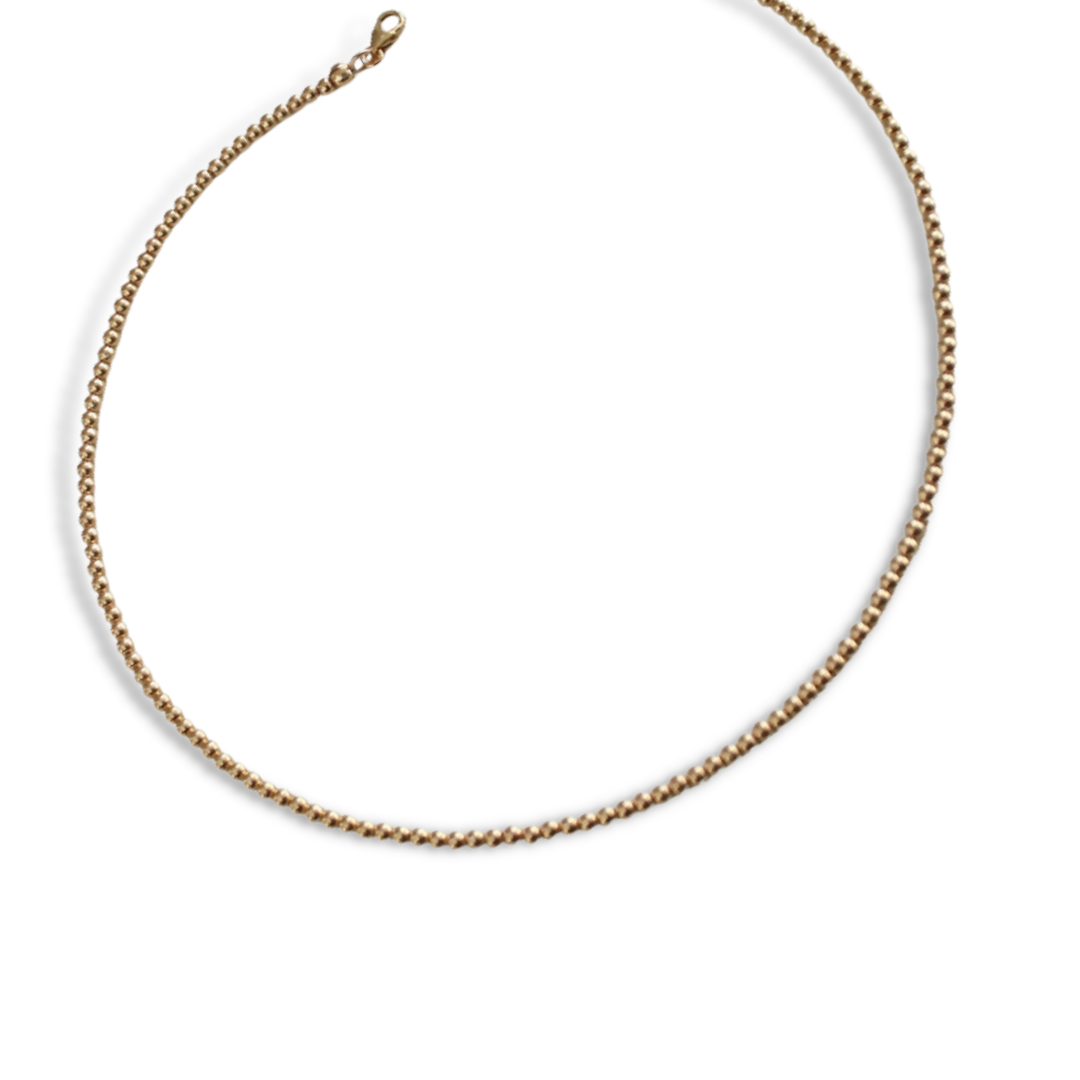 Round Bead Necklace in 18K Gold